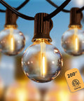 Outdoor String Lights 200 Ft Waterproof Shatterproof Globe Bulbs 104 LED Easy Install Connectable End To End Dimmable Warm White 2700K