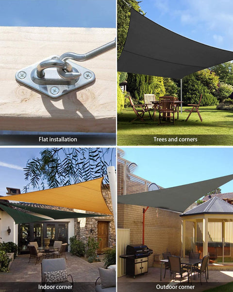 DIY Friendly Heavy Duty Sun Shade Sail Hardware Kit In 304 Stainless Steel For Garden Rectangular And Triangular Shade Sails Canopy Installation Awning Attachment Set With Reliable Fixing Accessories on flat, indoor, outdoor corners, and trees.