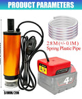 Handy Cordless Oil Transfer Pump With Battery Powered Design For Easy Liquid Flow Control, 2.8m hose, metal body and battery.