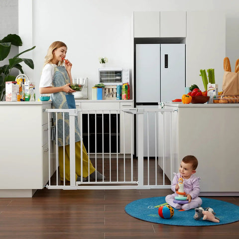 Extra Wide Baby Gate For Stairs And Doorways With Walk Through Door Auto Close Pet Gate Pressure Mounted Fits 29.5 To 51.5 Inches Easy Install Moms Choice Award Winner Kid Safe Home Safe