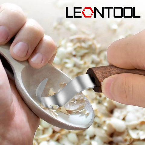Heavy Duty Wood Carving Hook Knife With Knockout Stainless Steel Edge And No Nonsense Grip for spoon carving with walnut handle.