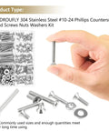 Badass 142 Piece Stainless Steel Screw Assortment Kit With Phillips Countersunk Head Machine Screws and matching hex nuts