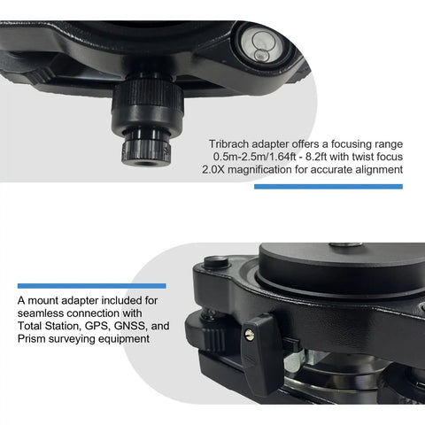 Close-up of Tribrach with Optical Plummet and Fixed Adapter Leveling Base Five Eighths Inch Eleven Thread Mount for GNSS RTK Base