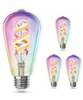 Smart Spiral LED Filament Edison Bulb With RGBW Color Changing Dimmable 60W Equivalent 2.4GHz WiFi Enabled Works With Alexa And Google Home App Control Four Pack