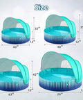 Four sizes of Kiddie Pool With Canopy And Shade For Backyard Water Play 40 Inch Foldable Toddler Pool With Sun Shelter shown