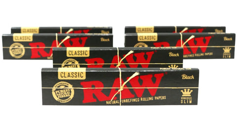 Classic Black King Size Slim Rolling Papers 44x110mm Six Packs 192 Papers for a Smooth Slow Burn Sesh Natural Unrefined