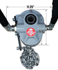 9 Ft Tractor Backhoe Attachment With Mechanical Thumb gearbox, top view with dimensions, install instructions visible