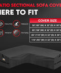 Heavy Duty 600D Waterproof Outdoor L Shaped Sectional Cover For 6 Seater Left Facing Sofa 85W By 110L By 32D Inches