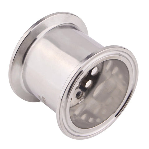 2-inch stainless steel tri-clamp filter plate with 6mm holes, front close-up view