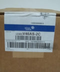 Box label for Top Notch Water Regulating Valve Two Way Three Quarter Inch Size, model V46AS-2C, for commercial HVAC chillers.