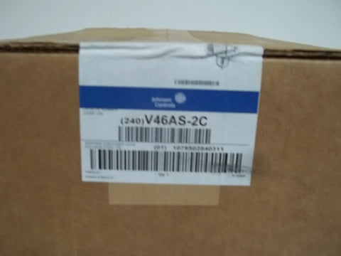 Box label for Top Notch Water Regulating Valve Two Way Three Quarter Inch Size, model V46AS-2C, for commercial HVAC chillers.