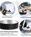 Must Have Remote Controlled 360 Rotating Turntable For Jewelry Photography And Live Streaming With Adjustable Speed Silent Motor Operation in use for product photography.