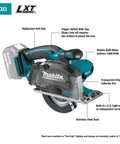 18V LXT Cordless Metal Cutting Saw Bare Tool With 5 3 8 Inch Cut Capacity, features stainless steel base and LED light