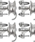 Heavy Duty 5 Inch Wheel Sliding Gate Rollers Set Galvanized Steel Gate Track Hardware For 2 Inch Gate Frames And 1-5/8 Inch Track Pipe Includes Double U Bolts 4 Pack visible
