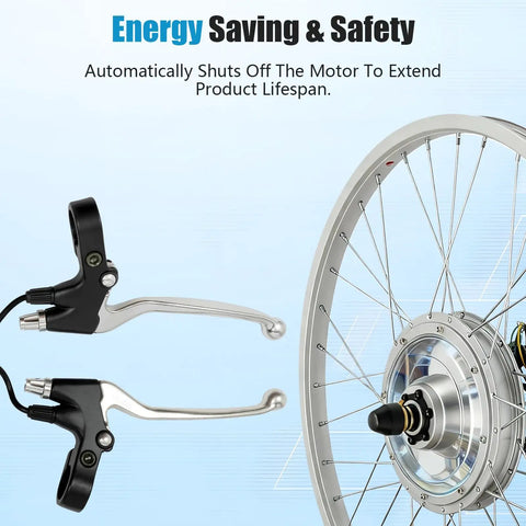 24 Inch Electric Bicycle Conversion Kit with 750W Front Wheel and Brake Levers, Energy Saving Feature