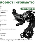 Black Rear Derailleur RD TY300 Six And Seven Speed Direct Mount for versatile mountain and road bike shifting