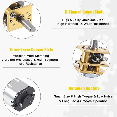 Two Pack DC 6V 100RPM N20 Micro Gear Motor With 3mm Shaft Full Metal Gearbox 1 To 1000 Reduction Dope Little Motors