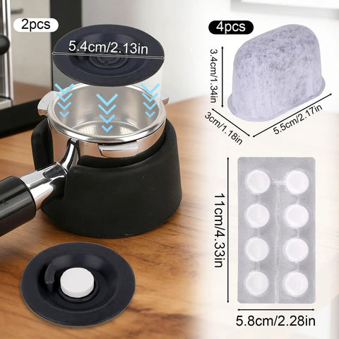 Pro Grade Espresso Maintenance Kit For Luxe Coffee Machines With 2 backflush discs, 4 water filters, and 8 cleaning tablets
