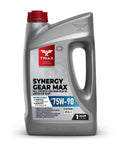 Front view of Synergy Gear Max 75W-90 GL-5 Limited Slip Gear And Differential Lubricant 1 Gallon bottle for heavy-duty trucks and cars.
