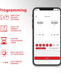 Smartphone displaying app features of 4 Pack 2.4GHz Wi Fi Smart Dimmer Kit With QuickFit And SimpleWire 3 Way Dimmer