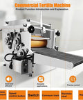 Heavy Duty Commercial Tortilla Press Machine Stainless Steel Electric for Tacos Roti Chapatti Sopes with conveyor track.
