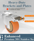 3 Inch 304 Stainless Steel Caster Wheels Set Of 2 With Swivel Brake Rust Resistant Heavy Duty Industrial Casters locking mechanism detail