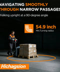 Heavy Duty 4400 Lbs Full Electric Pallet Jack Truck With 48V 20AH Fast Charging Lithium Battery And 6 Hour Runtime For Tough Warehouse Moves navigating narrow aisles with stacked boxes.