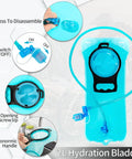 Close-up of 2L leak-proof water bladder with ergonomic handle and bite switch for Hydration Backpack With 2L Leak-Proof Water Bladder