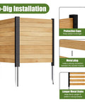Two Pack 38 Inch Wide By 42 Inch High Wood Privacy Fence Panels No Dig Privacy Screen with metal stakes and protective caps