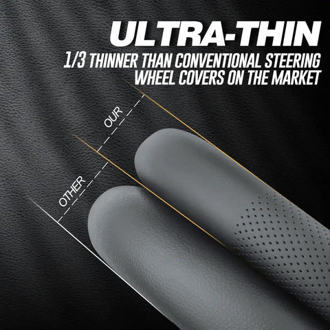 Comparison of Top Shelf Nappa Leather Steering Wheel Cover For Cars Universal Fit Non Slip Grip with thinner alternative for better grip.