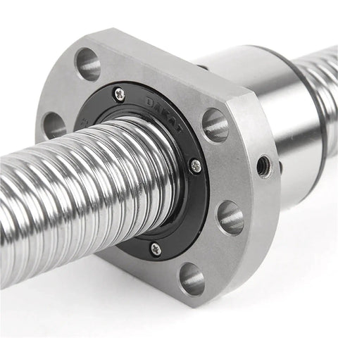 Pro Grade Cold Rolled Ball Screw Assembly With Matched Ballnut C5 Precision Knockout Upgrade For CNC Routers showing precision threaded rod and ballnut.