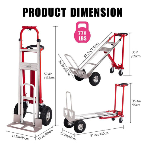 Heavy Duty Aluminum Folding Hand Truck With 770 Lb Capacity And Rugged Non Slip Wheels Engineered For No Sweat Moving Smooth Garage Hauls And Total Flex On Busy Job Sites Or Tight Storage Spaces