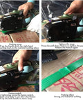 Cordless Electric Strapping Machine With 3000 Mah Battery For Pp Pet Bands Automatic Welding Strapping Gun in use on cardboard.