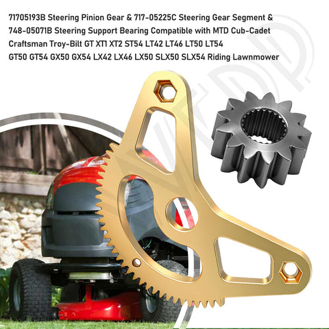 Beefed Up Steering Gear Segment And Pinion Gear With Steering Support Bearing Kit For Lawn Mowers Compatible With XT1 Models