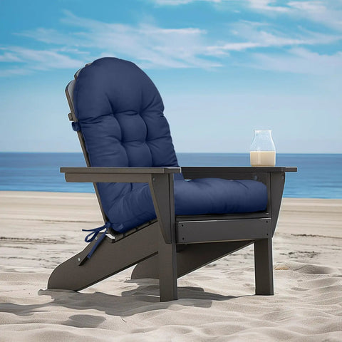 Outdoor Adirondack Chair Cushion Set With Thick High Back Tufted Design Weatherproof And Waterproof Anti Slip Lounge Pads