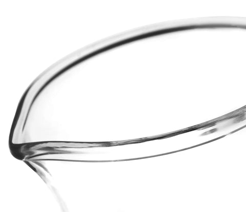 Close-up of spout on Heavy Duty 50mL Beaker Built Tough For Lab Classrooms Or Home Labs Borosilicate 3.3 Glass.