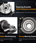 Built Tough Front Left Steering Knuckle Wheel Bearing Hub Assembly close-up showing protective coating and durable steel construction.