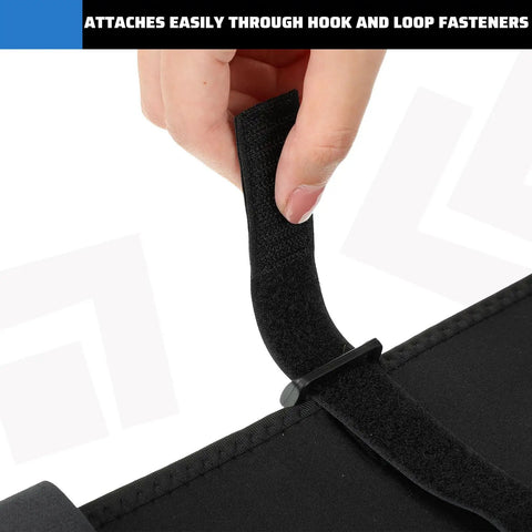 Two Pack Sousaphone Shoulder Pads Non Slip Padding With Hook And Loop Fasteners And Cleaning Cloths For Pain Relief Fatigue Reduction And All Day Comfort During Long Rehearsals And Gigs, black neoprene pad hook and loop close-up