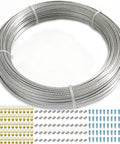 Heavy Duty Picture Hanging Wire Kit With 110 Feet Braided Wire 60 D Ring Hangers Screws And Aluminum Crimp Sleeves