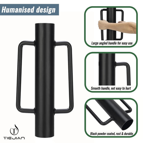 Heavy Duty Fence Post Driver With Ergonomic Handle 12 Lb Post Pounder Rammer For Wooden Posts U Channels And Fence Posts 16 Inch Post Hole Digger Black Powder Coated Steel Construction with large angled handles