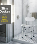 Shower Chair Set Of 3 With Back Scrubber And Sponge, Anti Slip Bath Stool With 8 Adjustable Heights 13 To 19 Inches in shower