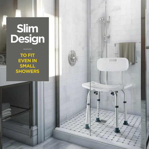 Shower Chair Set Of 3 With Back Scrubber And Sponge, Anti Slip Bath Stool With 8 Adjustable Heights 13 To 19 Inches in shower