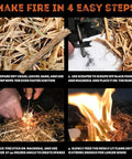 Go-To Survival Fire Starter Kit With Flint And Steel 4 Inch Magnesium Ferro Rod Waxed Hemp Rope Waterproof step-by-step guide