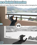Premium 304 Stainless Steel Balcony Fence Post Extender Adding A Slick Top Rail Kit To Lock Down Deck Safety And Keep Pets Off The Railing Hassle Free For Outdoor Spaces displayed with dog comparing safety and danger views.
