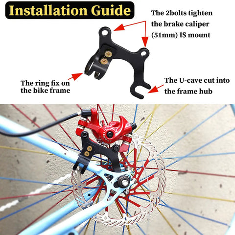 Disc Brake Conversion Kit For Bikes Aluminum Alloy Disc Brake Adapter Bracket Frame Mount Includes 6 T25 Bolts installation example