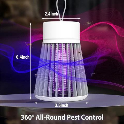 Rechargeable USB Bug Zapper With 360 Degree UV Light And Hidden Electric Grid, Portable Hanging Mosquito Trap, 6.4 inches tall