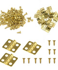 Built Tough 30 Pack Mini Butt Hinges With Screws, 13X12Mm Bright Gold Plated Steel Hardware For Crafting And Decorative Wooden Boxes, Nifty Compact Specs That Work Straight Up featuring gold butt hinges and screws.