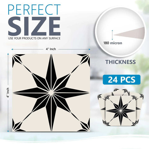 Talavera Tile Stickers 24 Pack Peel And Stick Wall Decals For Bathroom And Kitchen Easy Application Boho Chic Backsplash 4x4 Inch Star Tile