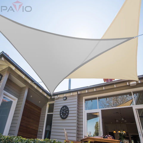 Triangle Shade Sail For Outdoor Patio 16 Ft By 16 Ft By 22.6 Ft Waterproof Sun Shade Canopy UV Block Tarp For Backyard Deck Garden Light Gray