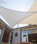 Customized 12 Ft By 12 Ft By 17 Ft Waterproof Sun Shade Sail Triangle for Outdoor Patio UV Blocking Canopy in light gray installed
